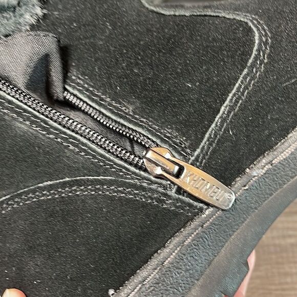 Khombu Iris Black Leather Warm Faux Fur Women’s Size 7M Slip On Zip Ankle Boot - Picture 12 of 12